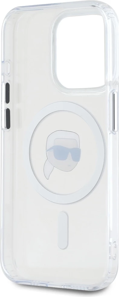 Ovitek IML z metalnim motivom Karl Head, MagSafe za iPhone 15 Pro, Karl Lagerfeld, bel
