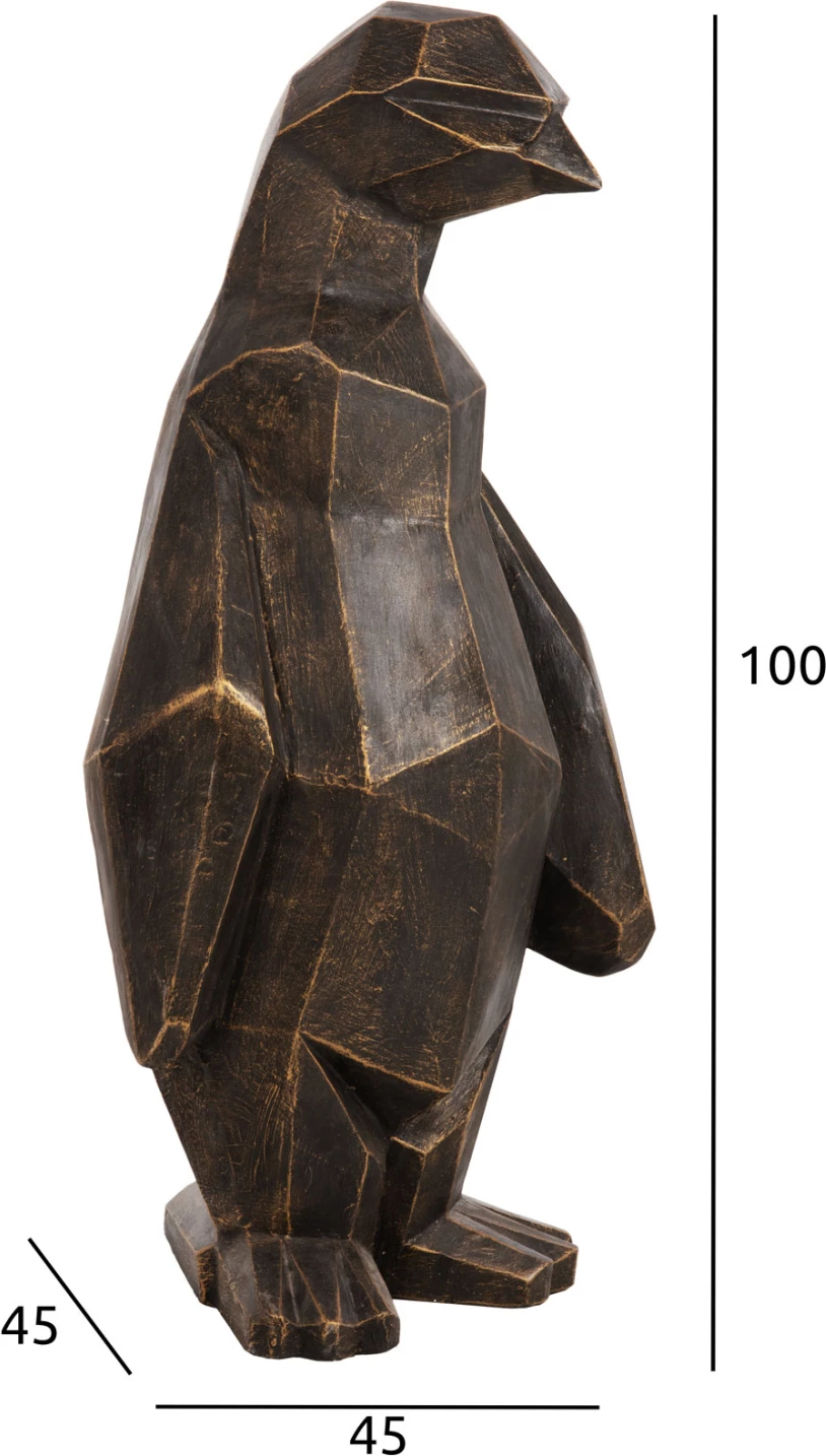 Talna dekoracija pingvin FH7914 GRC v črni patini z zlatimi detajli 45x45x100H cm