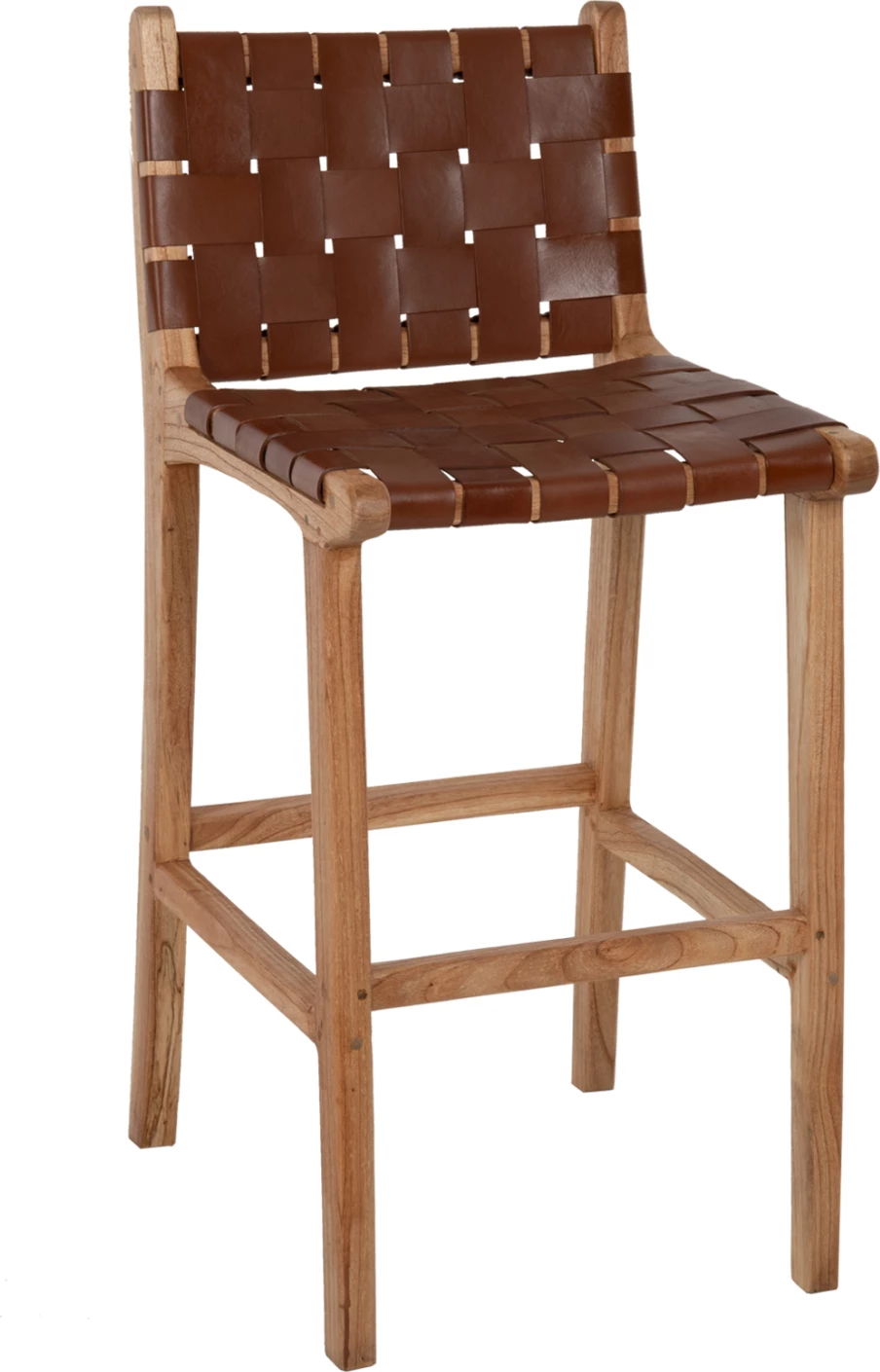 Stol z naslonjalom FH9380.01 visok mindi les pleteno usnje naravno, 40x53x89H