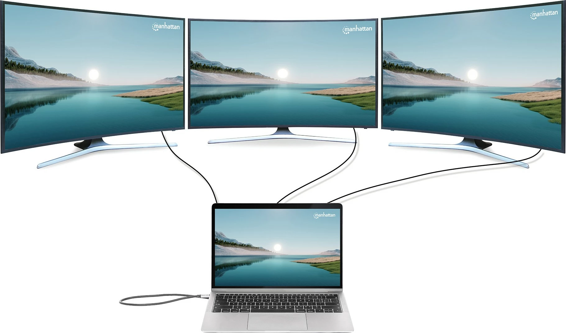 Docking postaja 12-v-1 MANHATTAN, 4K, 1xHDMI, 2xDP, 3xUSB-A, siva