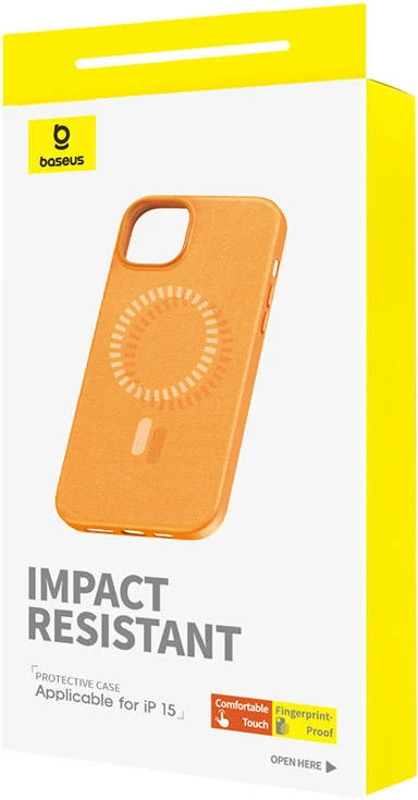 Magnetni ovitek za telefon Baseus Fauxther Series za iPhone 15, oranžen
