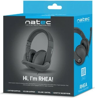 Stereo slušalke z mikrofonom Natec Rhea, NSL-1452, 2x 3,5 mm, črne