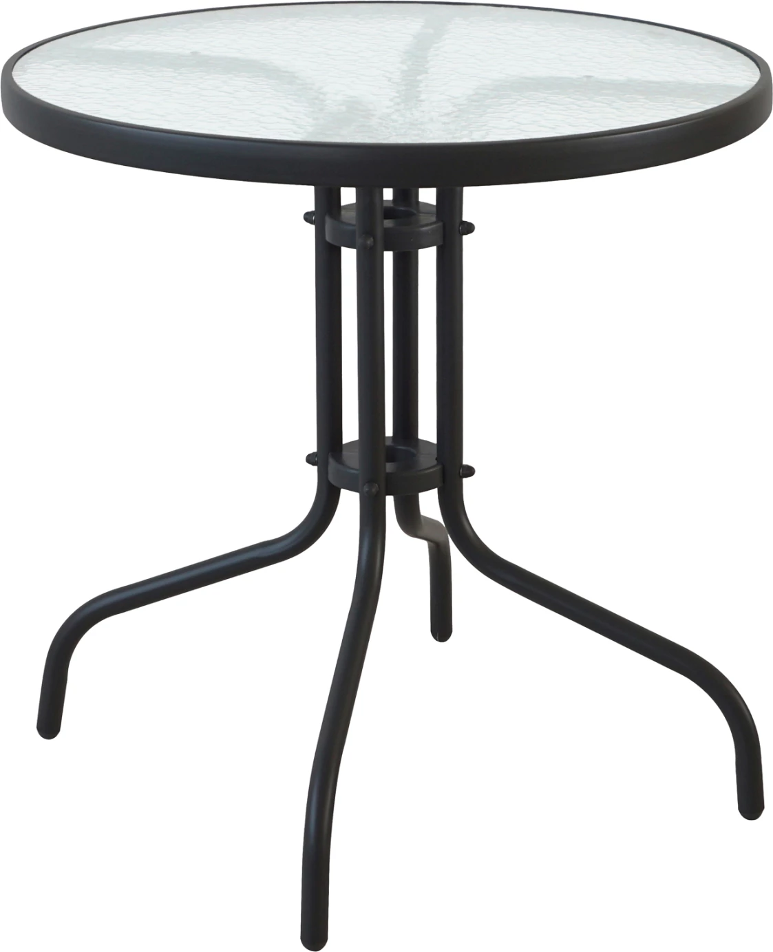 Okrogla miza LIMA FH5146.03 kovinska črna s kaljenim steklenim vrhom Φ70Χ70Hcm