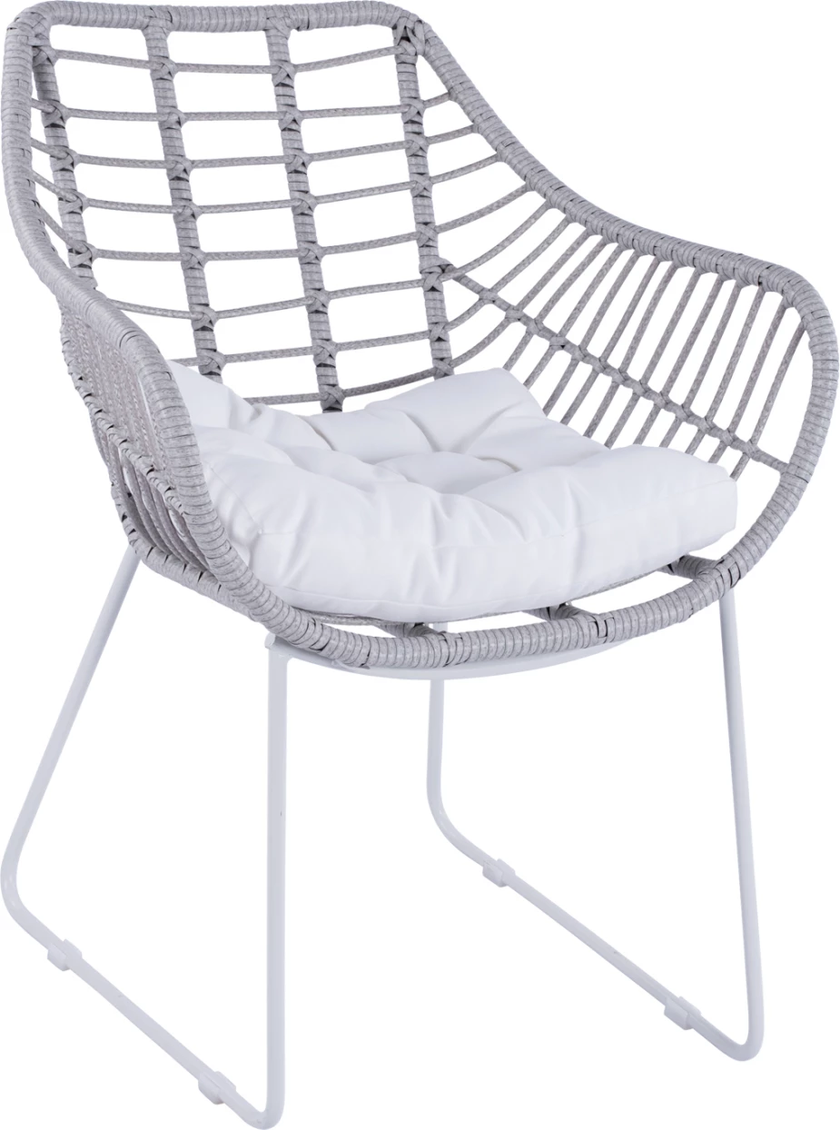 Kovinski naslanjač bel mat in siv pleten FH5300.02