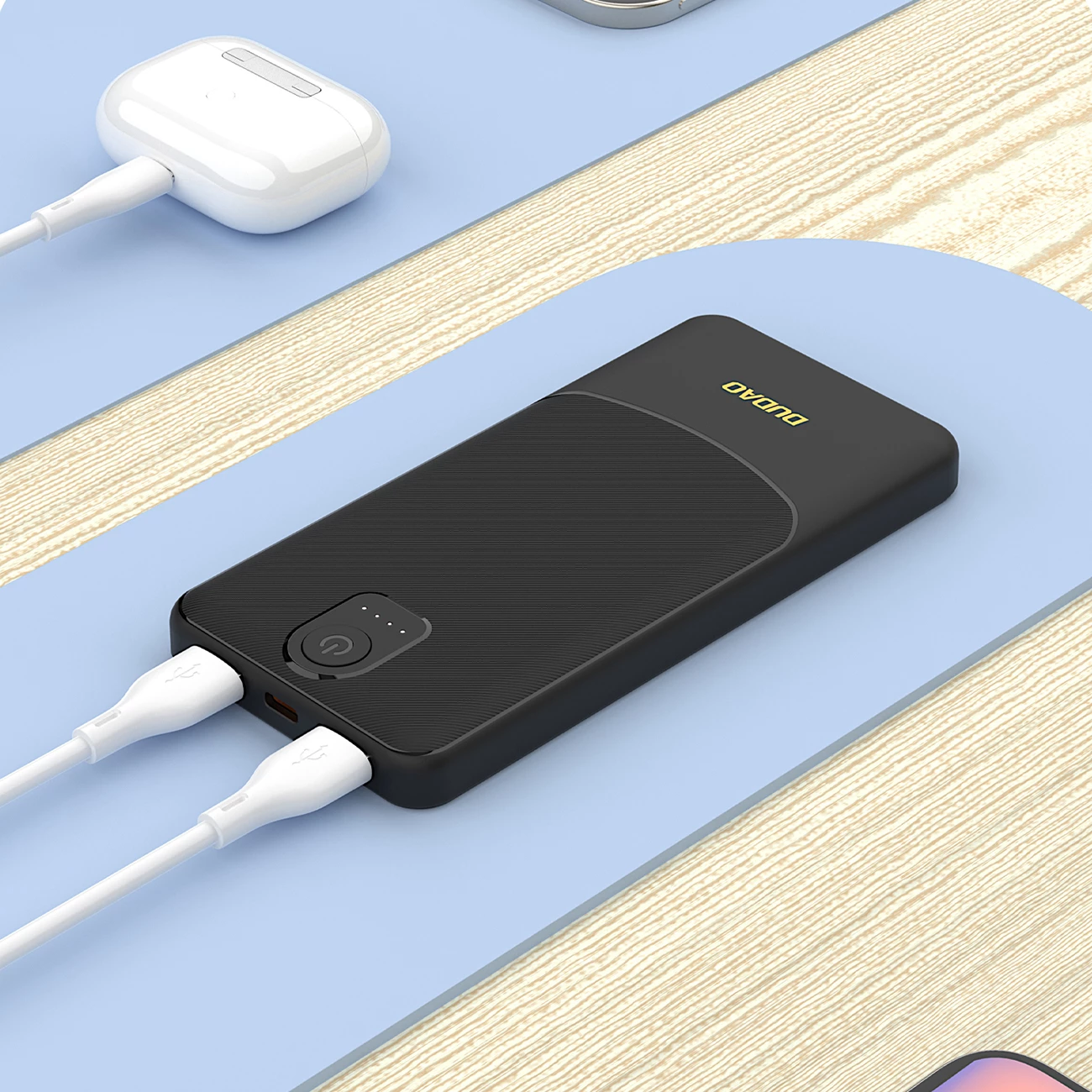 Powerbank Dudao K10 10000mAh, 2 x USB-A 2.4A, 12W, vhod USB-C, črn