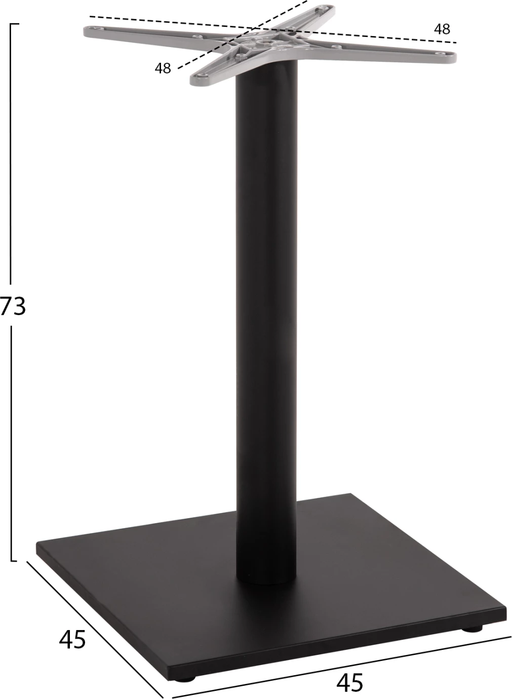 Osnova za mizo FH475.01 aluminij mat črna-48x48cm križ 45Χ45Χ72Hcm