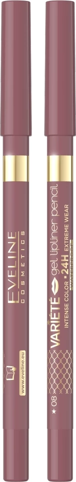 Gel svinčnik za obrobo ustnic Eveline Cosmetics Variety Waterproof Gel Lip Contour Pencil 08, za ženske, 1 kos