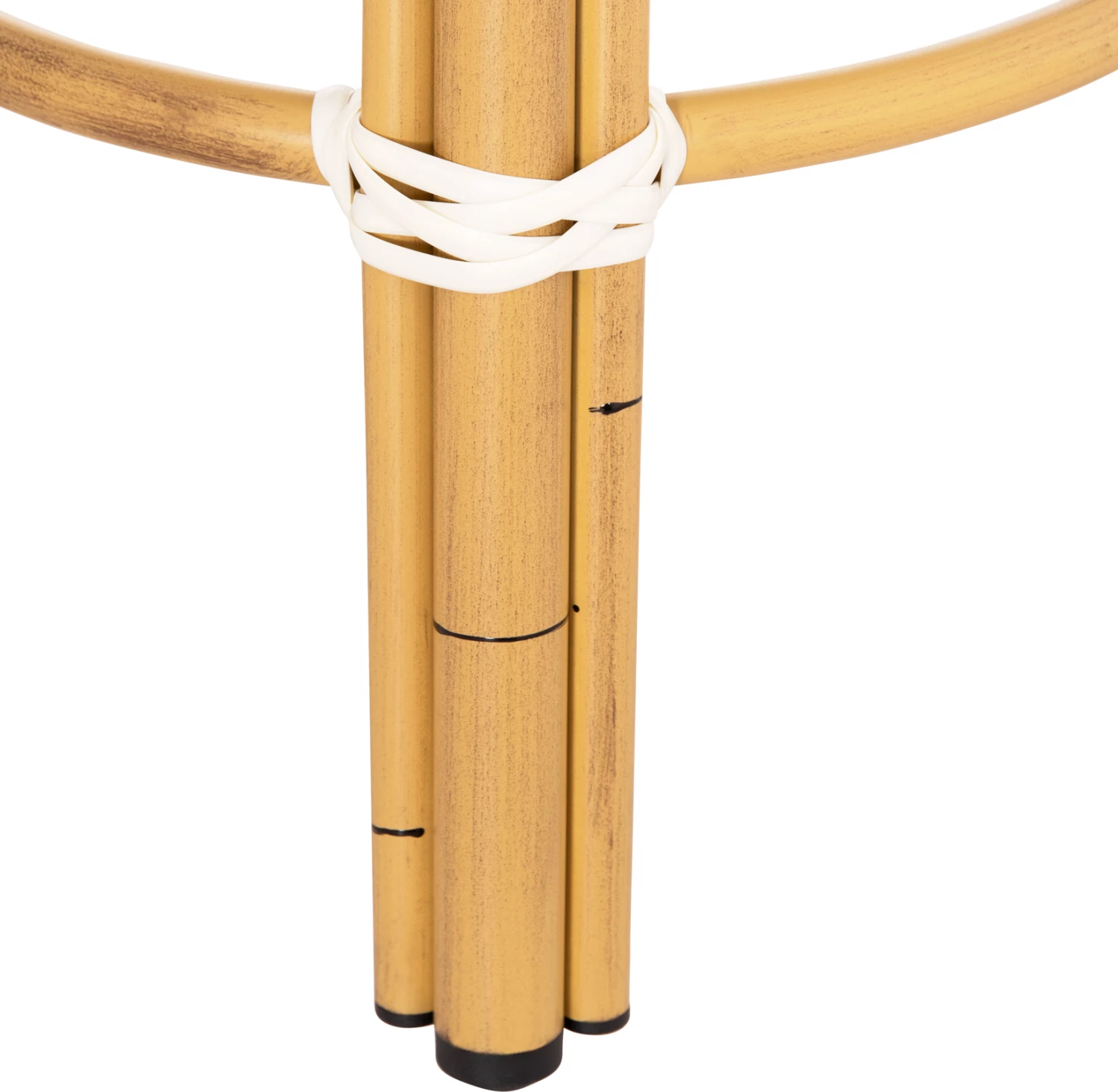 Aluminijasti okrogli stol CHINO FH6285.03 videz bambusa-tekstilen v beli-črni barvi Φ36x46Hcm