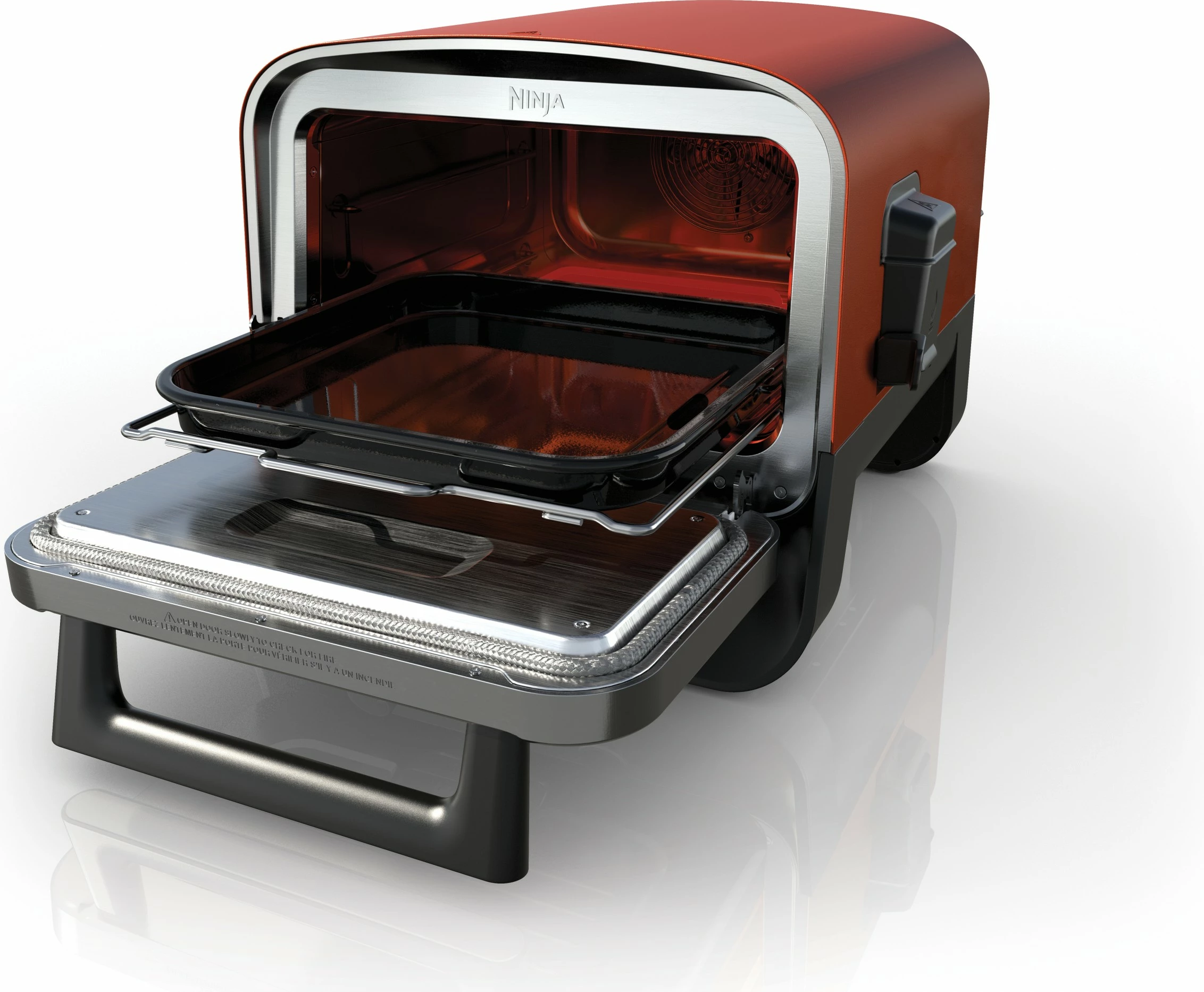 Električni in ogljevi žar Ninja OO101EU, 2400 W, 1 vrata, črn/rdeč/srebrn
