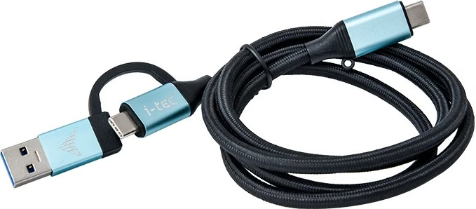 USB-C na USB-C kabl z vgrajenim USB 3.0 adapterjem i-tec, 1 m, 10 Gbit/s, črno/moder