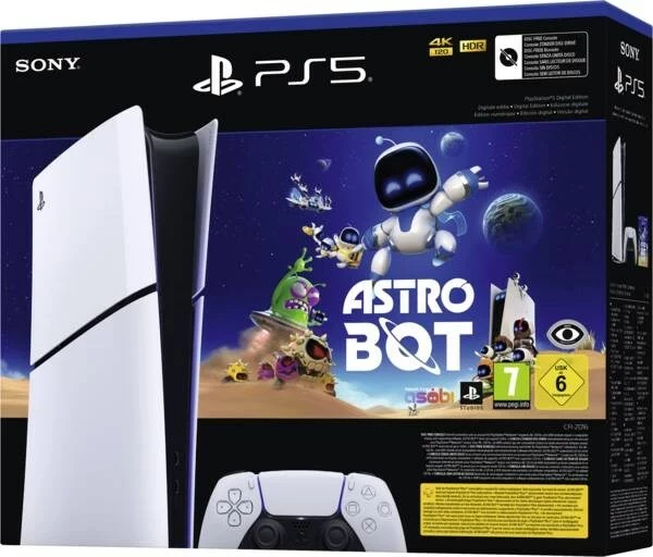 Konzola za igre Sony PlayStation 5 Digital Edition Slim, 1 TB, Astro Bot, črno/bela