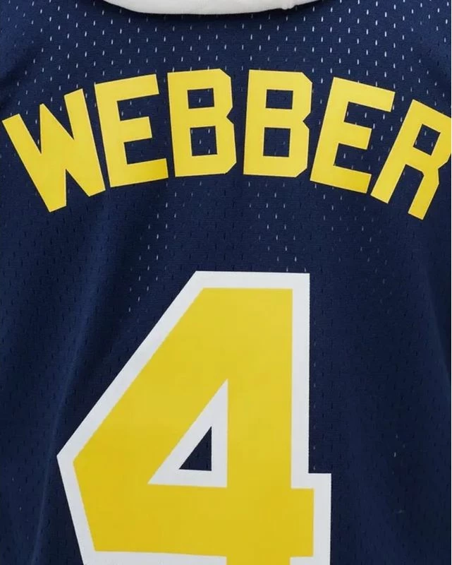 Dres NCAA Swingman Road Jersey Mitchell & Ness Michigan 1991 Chris Webber, temno moder