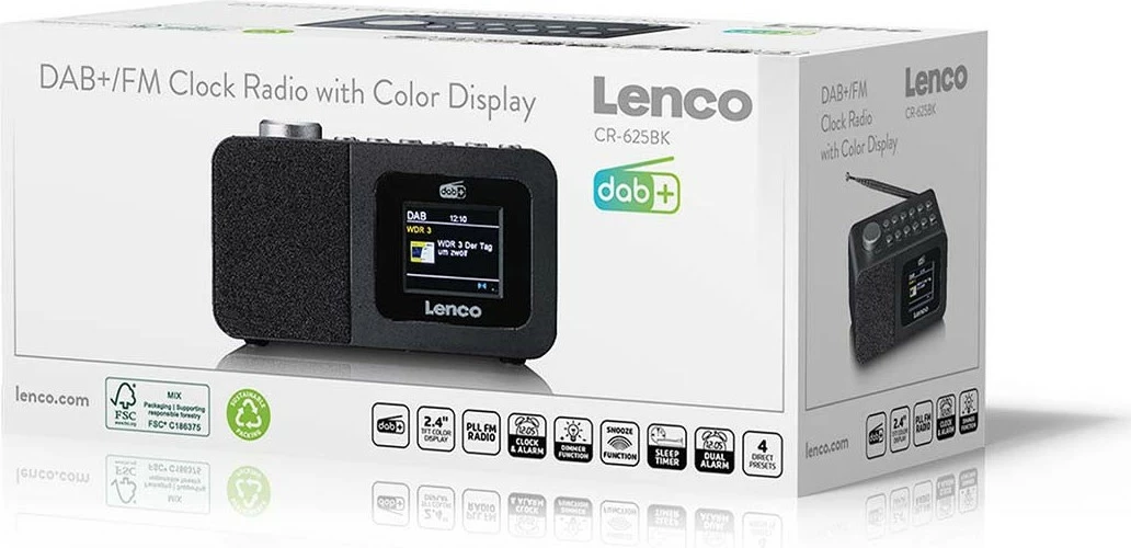 Radio DAB+ in FM Lenco CR-625BK, črn Radio DAB+ in FM Lenco CR-625BK, črn