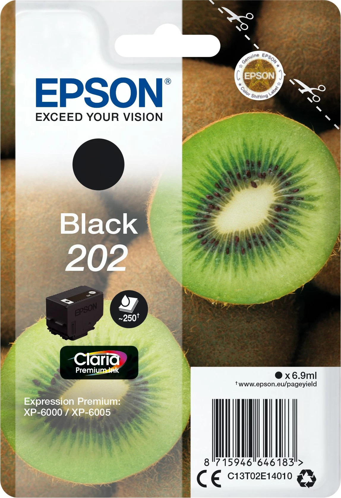 Toner Claria Premium 202 za Epson, črn, 6,9 ml, standardna zmogljivost