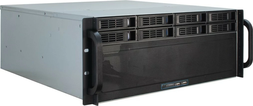Serverska ohišje Inter-Tech IPC 4U-4408, 4U rack, 9x 3,5", hot-swap, USB 3.2, črno/srebrno