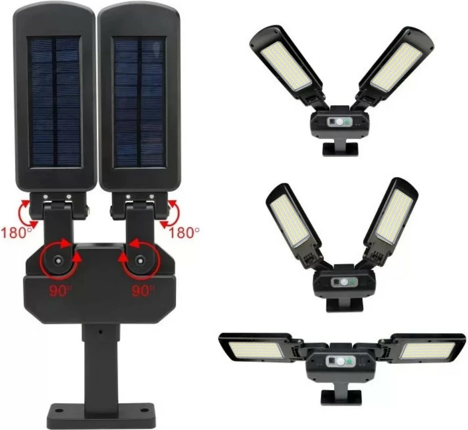 Solarnapoljska LED svetilka z gibanjem in daljincem Maclean MCE447, IP54, 2x450 lm, 6500K