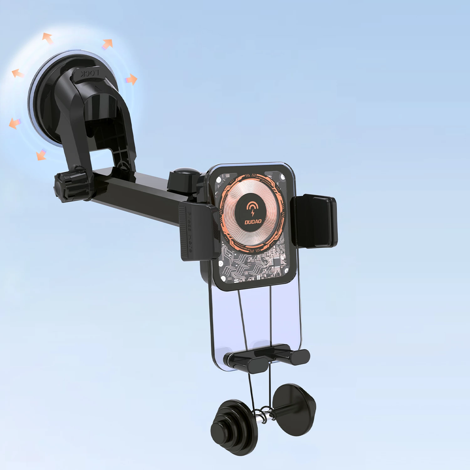 Nosilec za telefon z brezžičnim polnjenjem 15W Dudao F19, črn