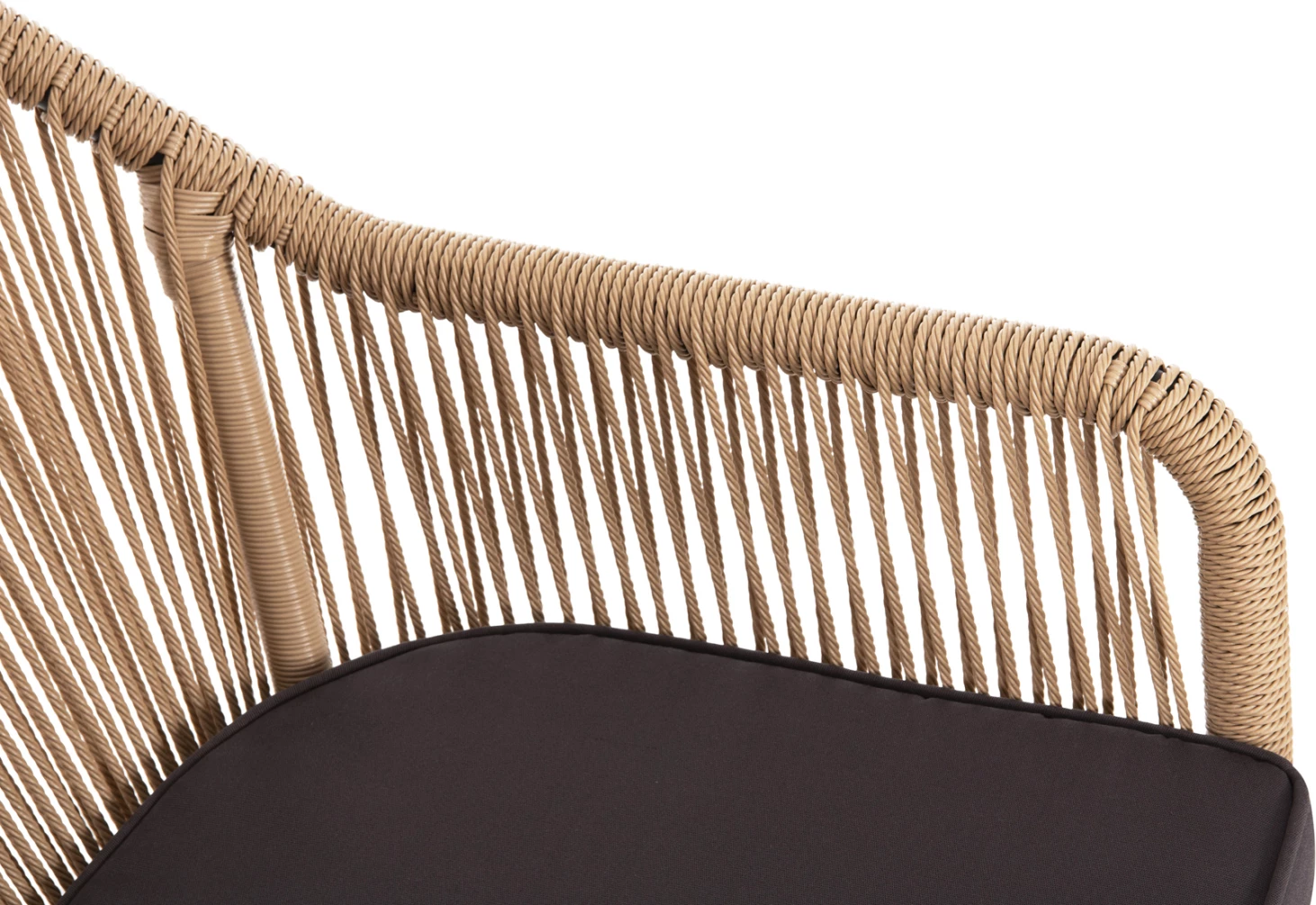 Aluminijasti naslanjač FH5855.02 oglje siva z vrvjo iz ratana PE 56x66x82