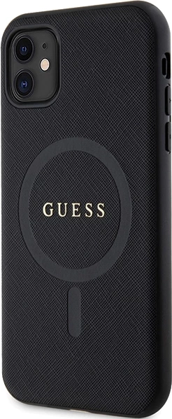 Zaščitni ovitek Saffiano MagSafe za iPhone 11/XR, Guess GUHMN61PSAHMCK, črn