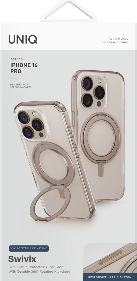 Ovitek za telefon Swivix 360 Kickstand UNIQ za iPhone 16 Pro, zlat