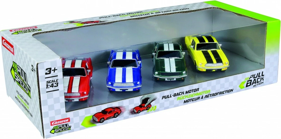 Set igračk avtomobilov 1:43, 4 kosi, večbarven, Carrera Ford Mustang '67