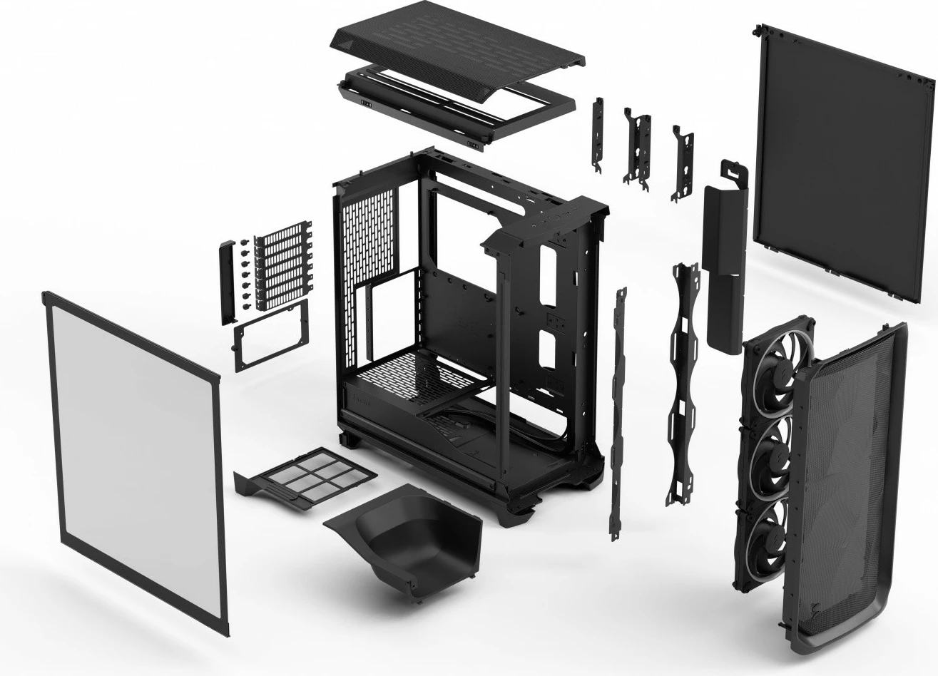 Kompjuterska ohišje Meshify 3, RGB, kaljeno steklo, ATX, E-ATX, Fractal Design, črno