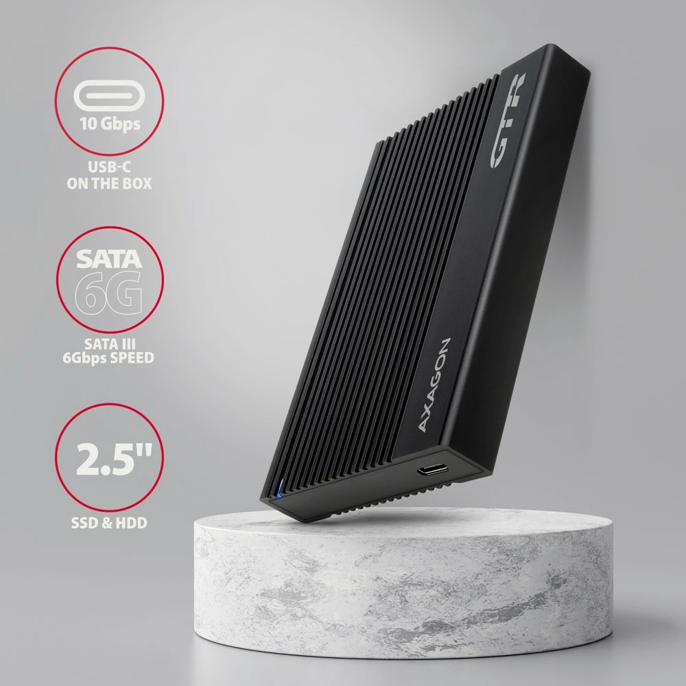 Zunanji računalniško ohišje za SSD/HDD 2,5", USB 3.2 Gen 2, črn AXAGON EE25-GTR Zunanji računalniško ohišje za SSD/HDD 2,5", USB 3.2 Gen 2, črn AXAGON EE25-GTR