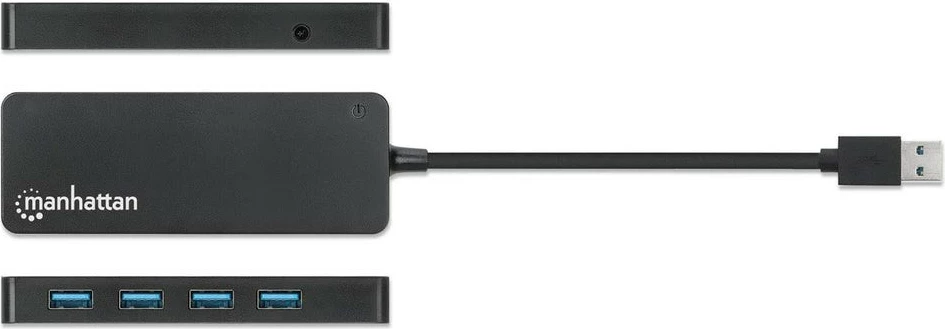USB razdelilec MANHATTAN 4-portni USB 3.2 Gen 1, 4× USB-A, črn