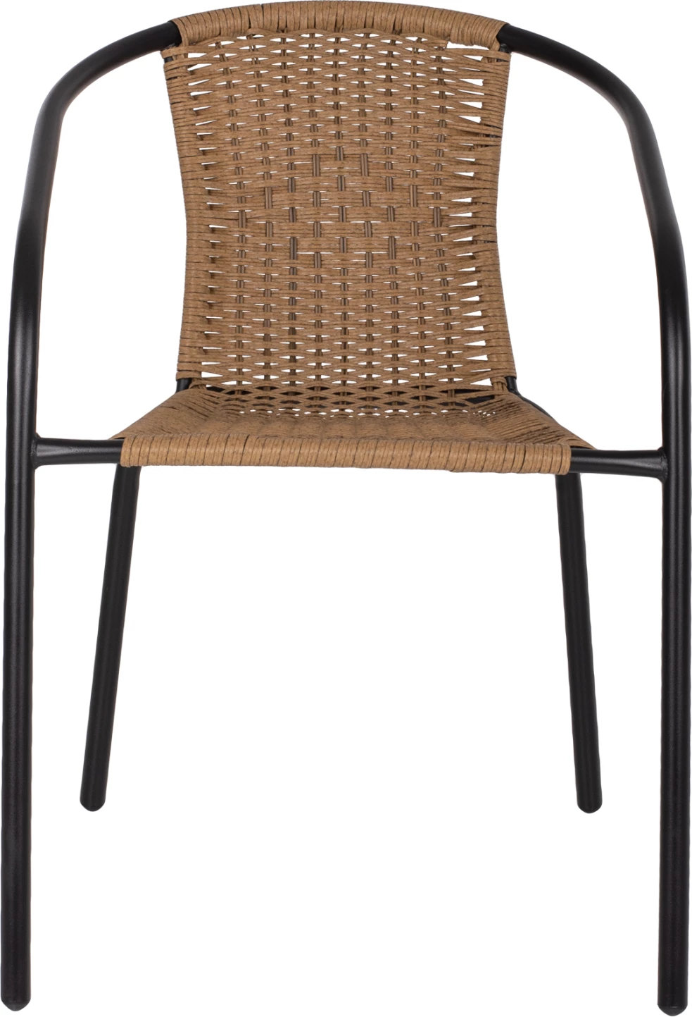 Stol CAMEL FH5015.04 kovinski okvir črn z ratanom v naravni barvi