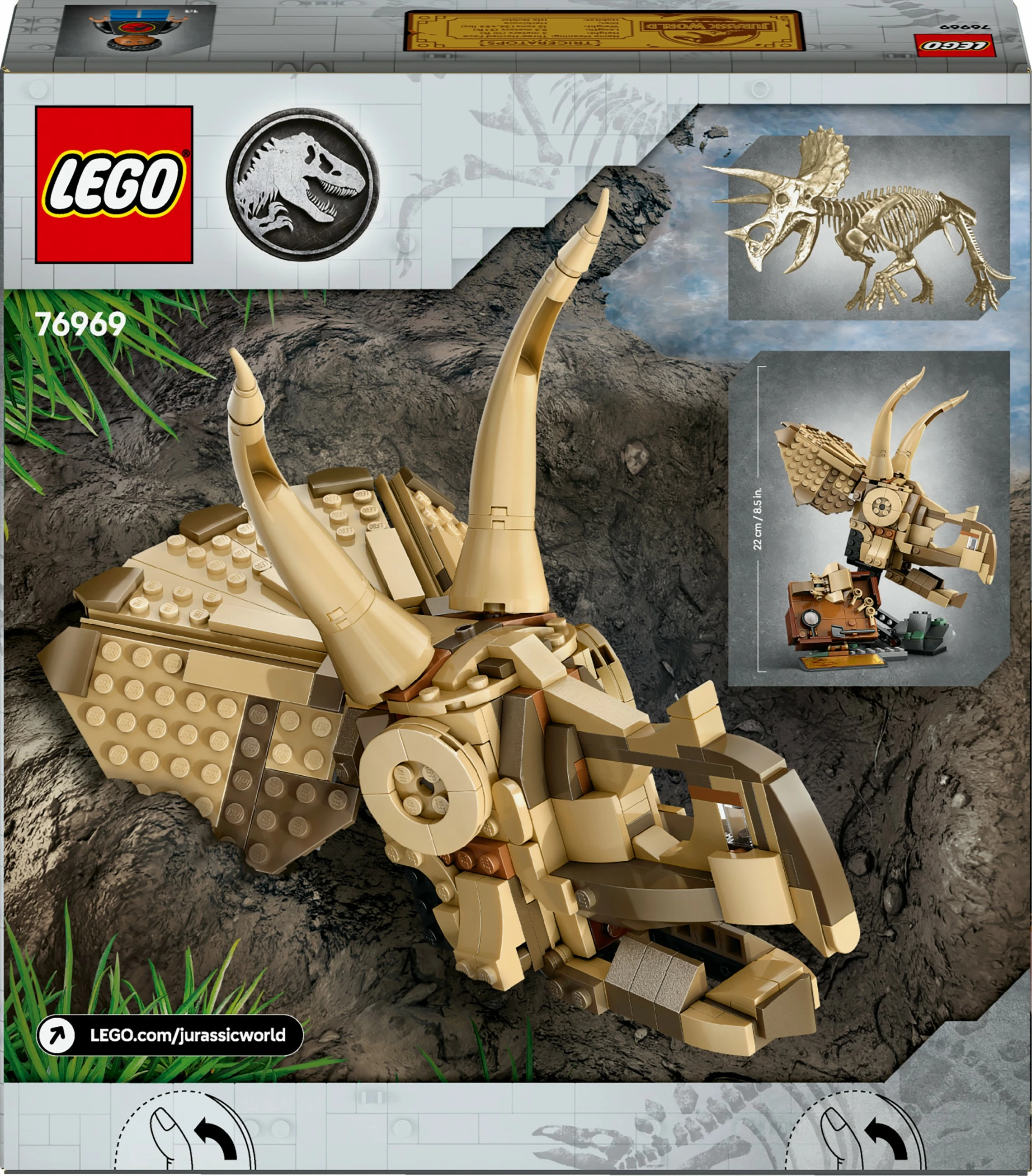 Model fosila Triceratopsa, LEGO Jurassic World 76969, 468 kosov, večbarven