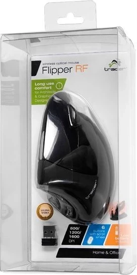 Vertikalni brezžični miš Tracer Flipper, črn
