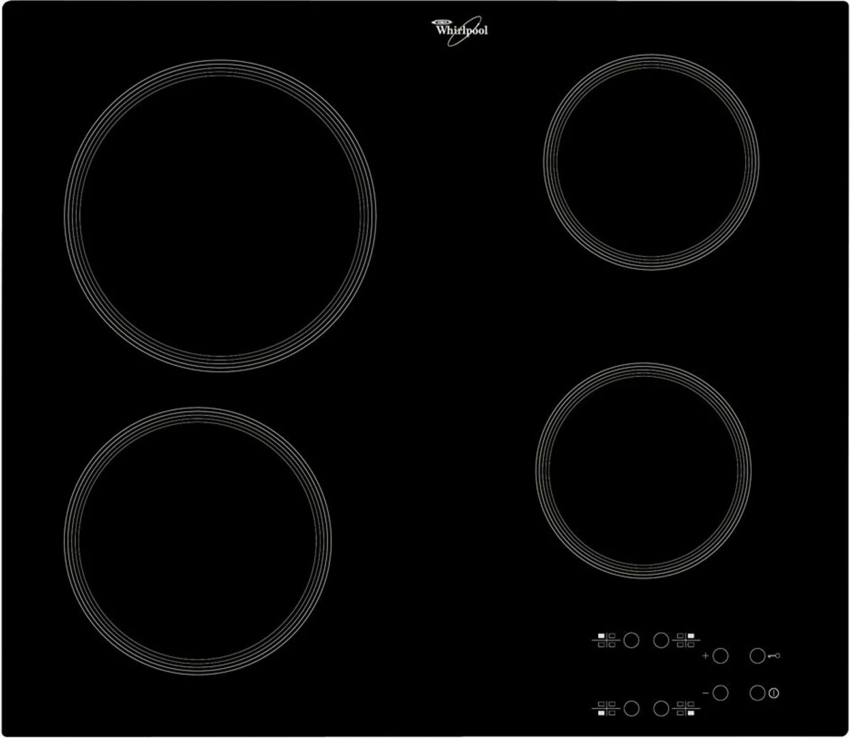 Keramična kuhalna plošča, vgradna, na dotik, 4 kuhališča, Whirlpool AKT801NE, črna