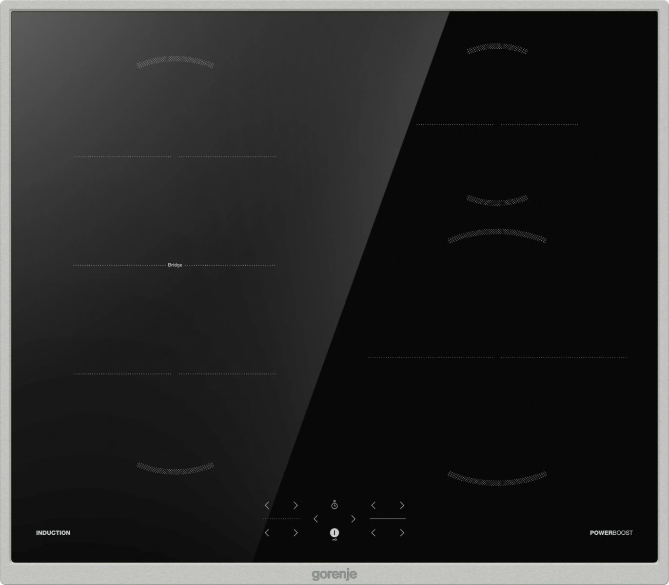 Indukcijska kuhalna plošča Gorenje GI6421BX, 4 cone, 59,5 cm, 7,2 kW, nadzor na dotik, črna