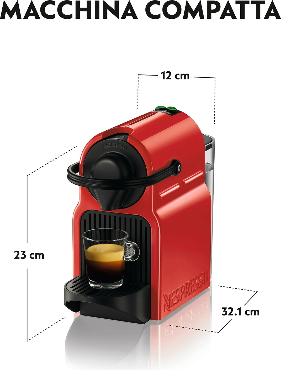 Kompakten aparat za espresso Krups Nespresso XN1005K, 0,7 L, kapsule, 1260 W, rdeč