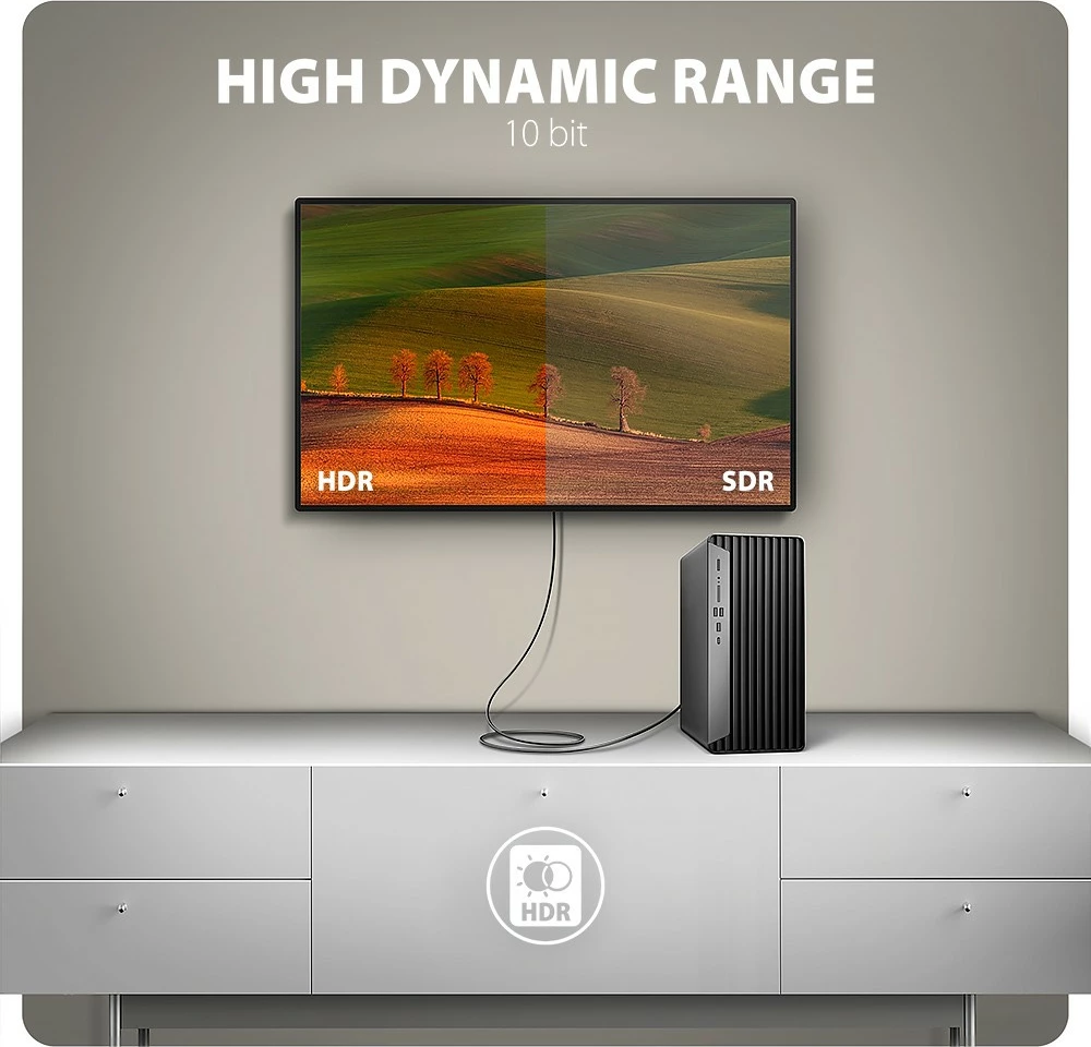 Aktivni kabel/adapter DisplayPort na HDMI AXAGON RVD-HI20C2, 1,8 m, 4K/60 Hz, črn Aktivni kabel/adapter DisplayPort na HDMI AXAGON RVD-HI20C2, 1,8 m, 4K/60 Hz, črn