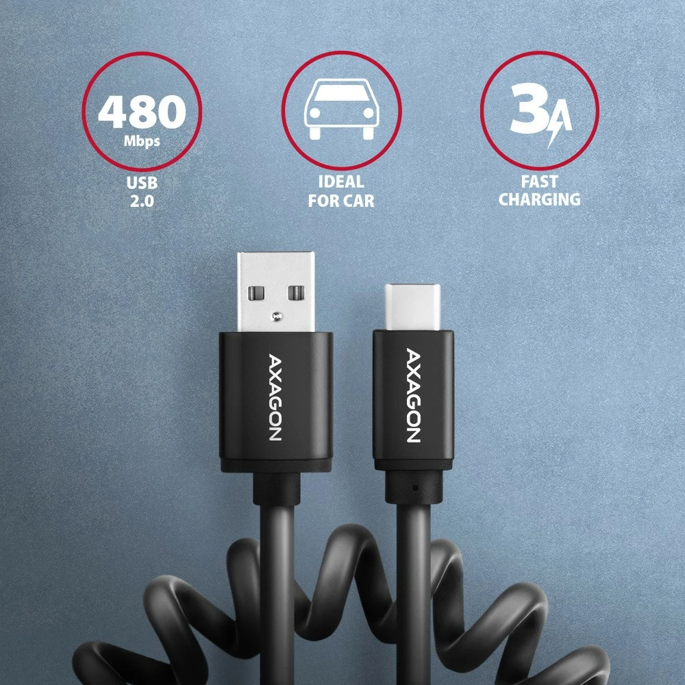 Kabel USB-C na USB-A AXAGON BUCM-AM10TB, 0,6 m, črn Kabel USB-C na USB-A AXAGON BUCM-AM10TB, 0,6 m, črn