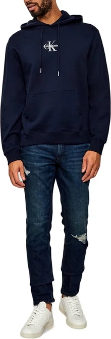 Pulover s kapuco Calvin Klein Jeans za moške, moder