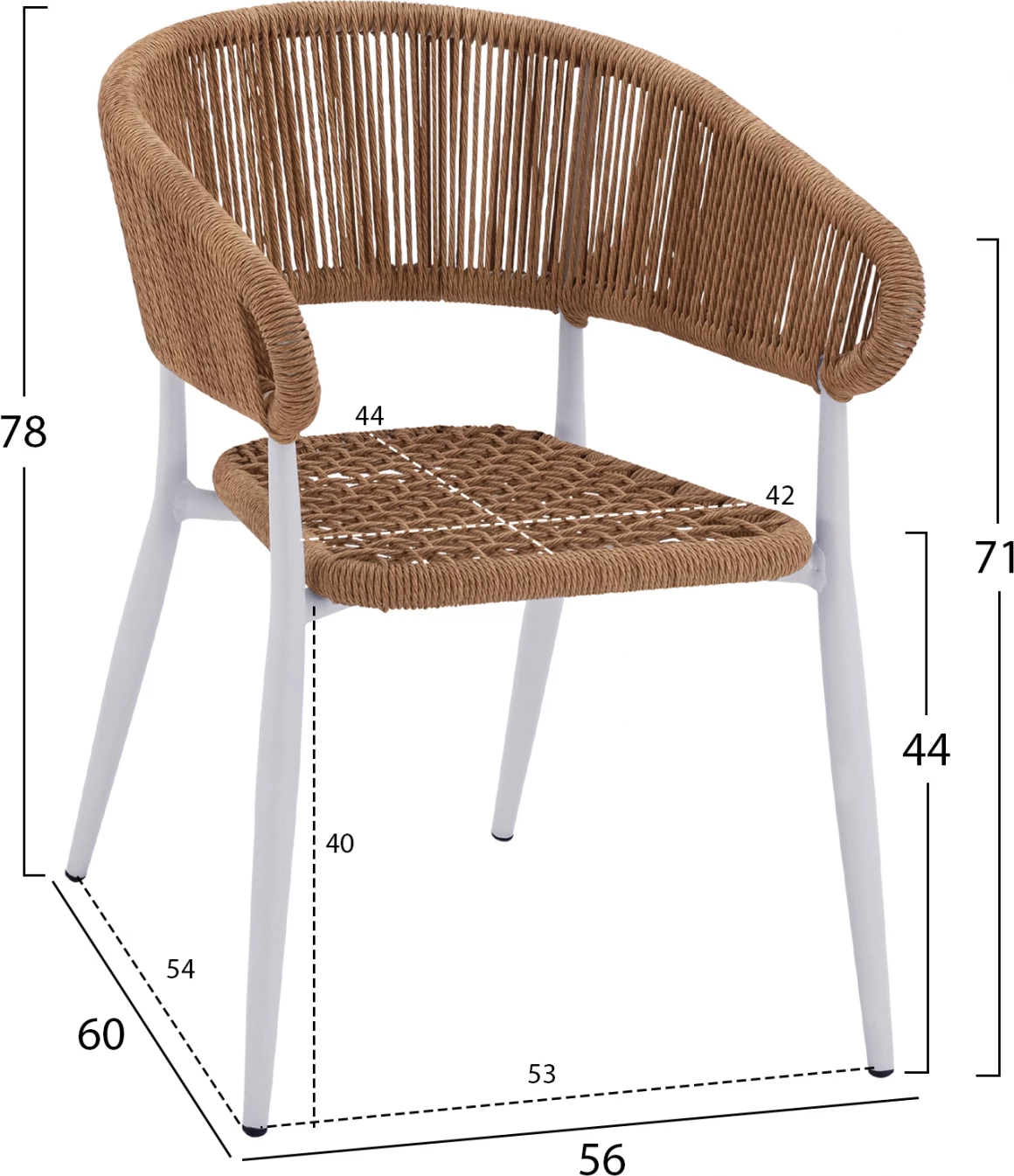 Jedilni set 5 kosov s polileseno mizo 120x80 in belimi naslonjači FH11428