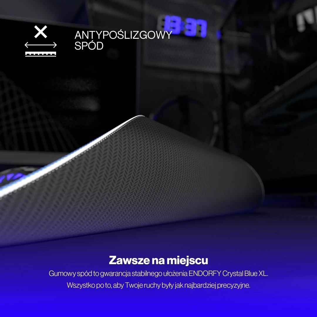 Podloga za miško Crystal Blue XL Endorfy, material, za igralce, modra
