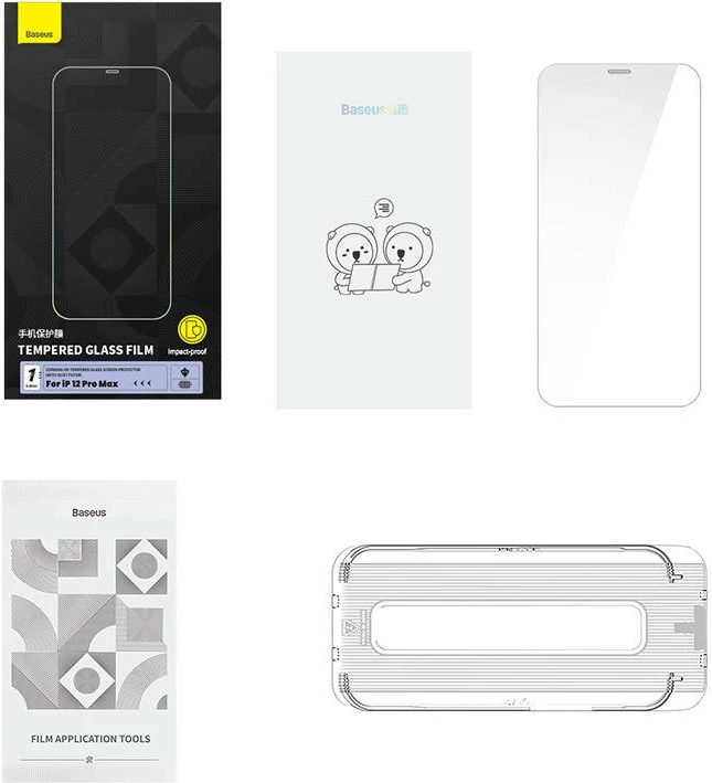 Zaščitno steklo Baseus za iPhone 12 Pro Max, 0,4 mm, s čistilnim kompletom