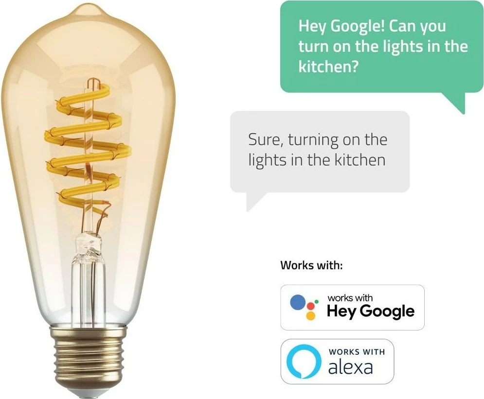 Pametna žarnica ST64, E27, zlata Hombli HBEB-0212, Wi-Fi