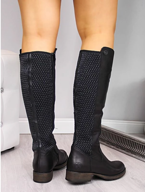 Visoke usnjene čizme za ženske Rieker, črne Visoke usnjene čizme za ženske Rieker, črne