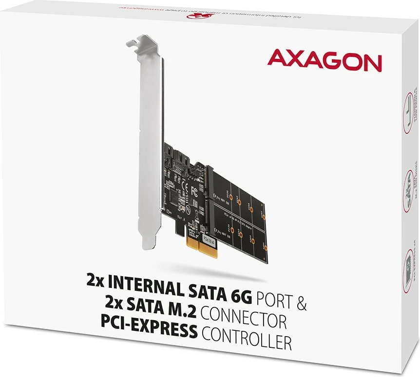 Razširitvena kartica AXAGON PCES-SA4M2, 2x SATA 6G + 2x M.2 B-key SATA, PCIe, črna