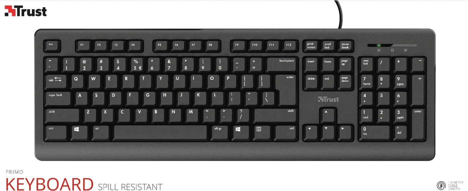 Tastatura Primo, USB, QWERTY US English, črna