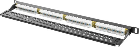 Patch panel 24 portov, CAT 5e, 0.5U, črn Lanberg PPU5-0024-B