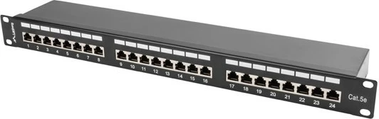 Patch panel, 24 portov, CAT 5e, 1U, črn, Lanberg PPS5-1024-B