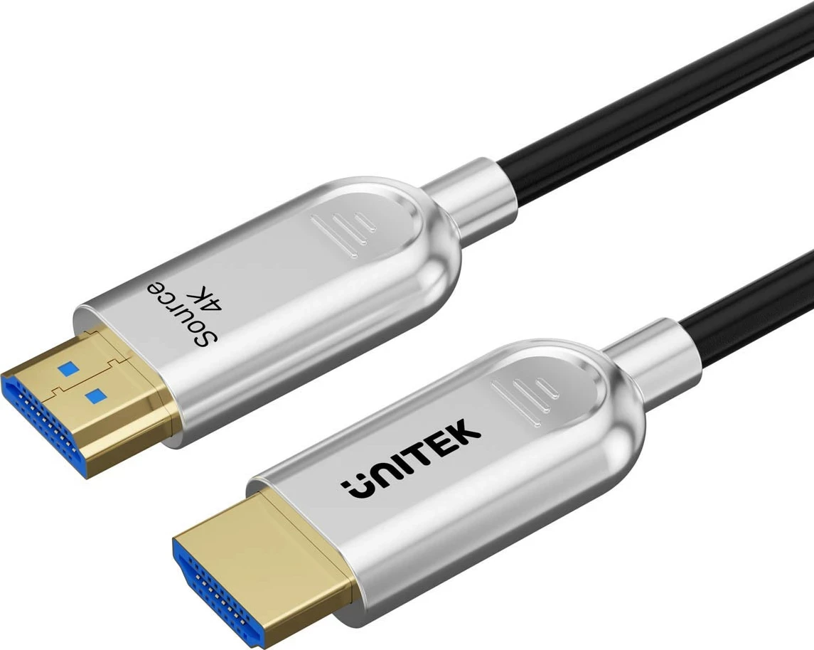 Optični HDMI kabel 2.0 AOC, 4K 60Hz, 30 m, srebrno-črn — Unitek