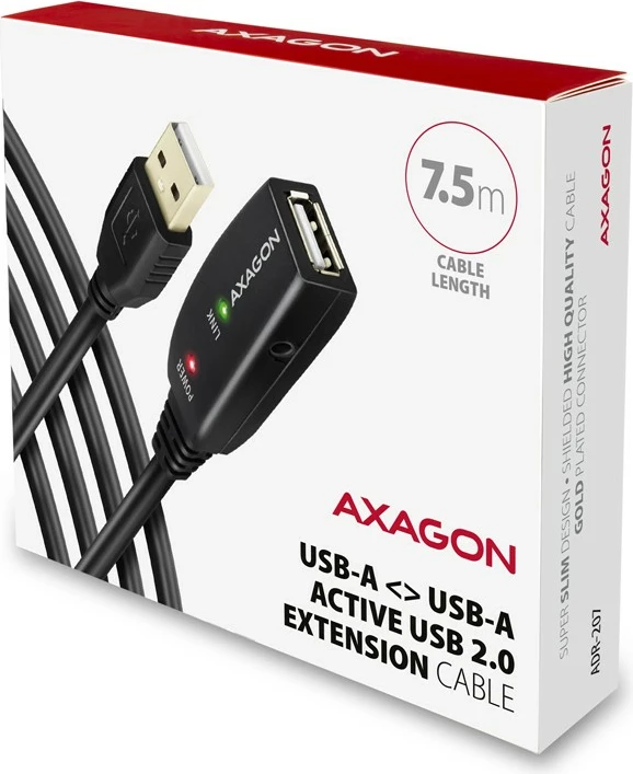 Aktivni USB podaljšek 2.0, 7,5 m, črn AXAGON ADR-207 Aktivni USB podaljšek 2.0, 7,5 m, črn AXAGON ADR-207