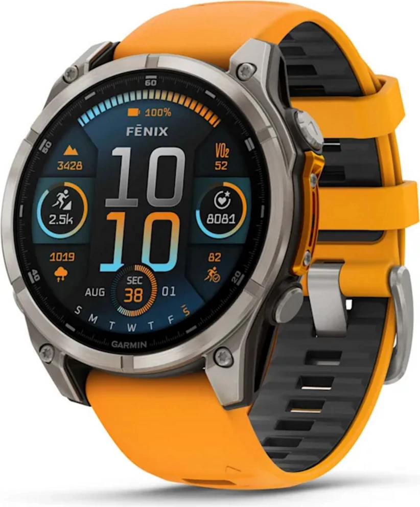 Pametna ura Garmin fēnix 8 Sapphire 010-02904-11, standardna velikost, siva/oranžna