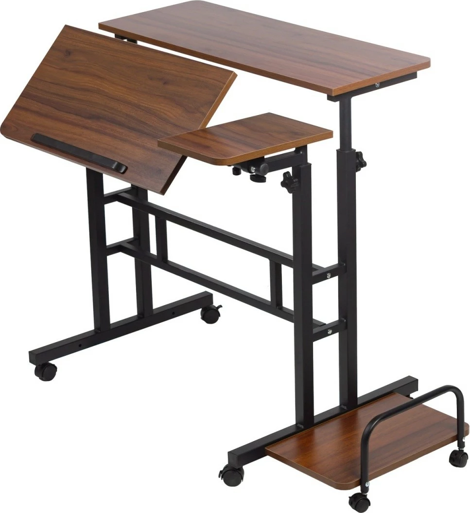 Mobilna miza z nastavljivo višino Maclean MC-124 B, 80x60 cm, višina 67–115 cm, nosilnost max 50 kg, črna